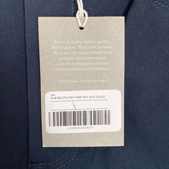 NWT Everlane The Performance 5-Pocket Pant Uniform Slim Fit Navy Size 30x32 - Picture 14 of 14